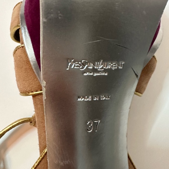 YSL Suede Tribute Platform Sandals Size 37 - Picture 8 of 9